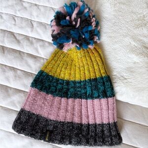 Multicolor Women’s Pistil Mulit-Color Striped Pom-Pom Beanie